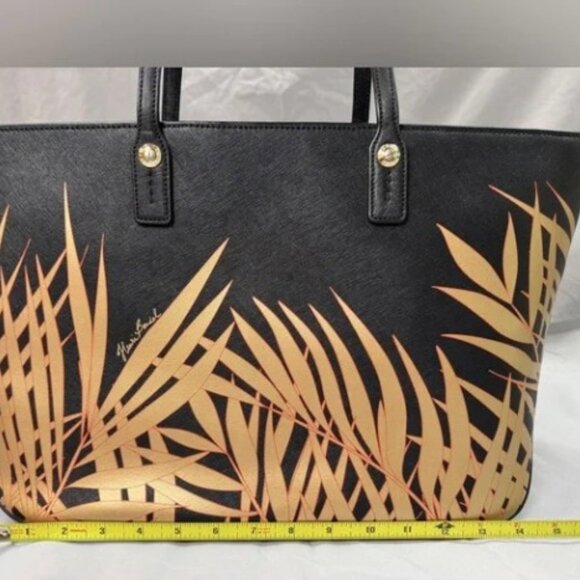 Henri Bendel Black Large Tote Handbag Gold Hardware W/Dust Bag LIKE NEW - Picture 2 of 16